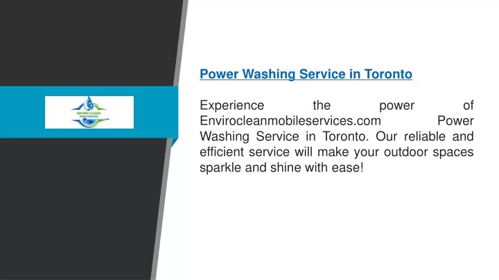 power washing service in toronto experience