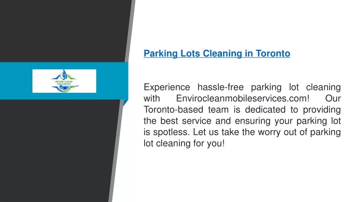 parking lots cleaning in toronto experience