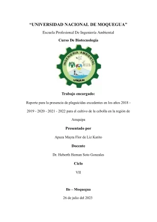 Reporte para la presencia de plaguicidas excedentes en los años 2018 - 2019 - 2020 - 2021 - 2022 para el cultivo de la c