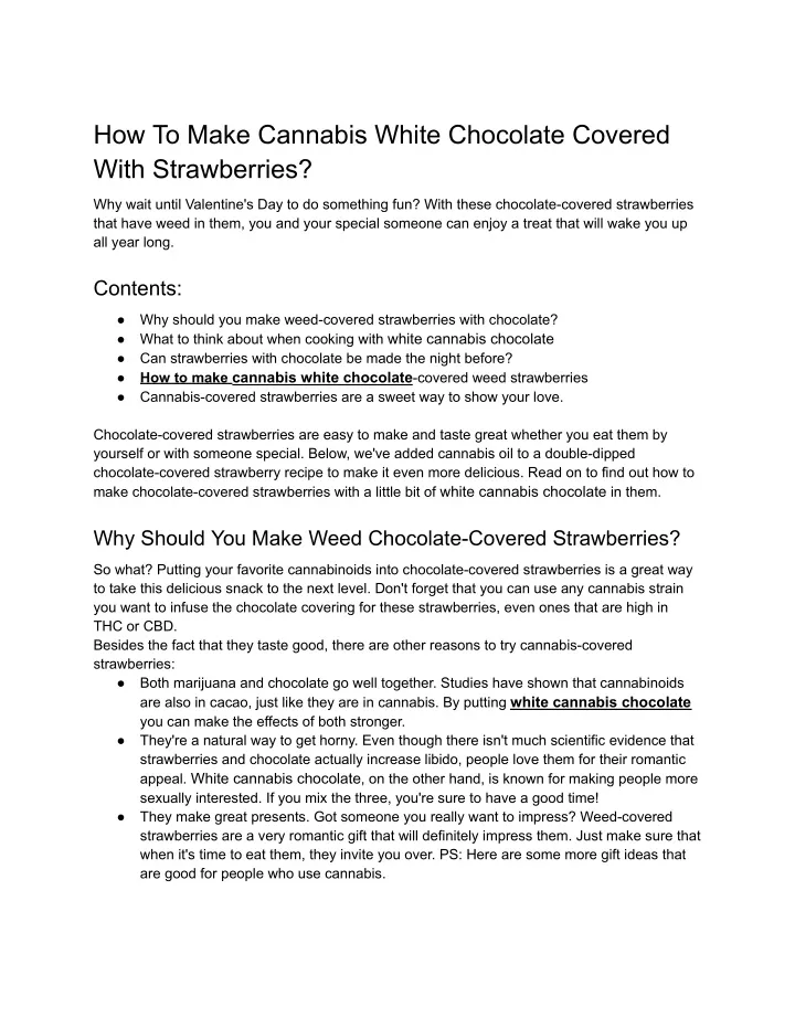 how to make cannabis white chocolate covered with
