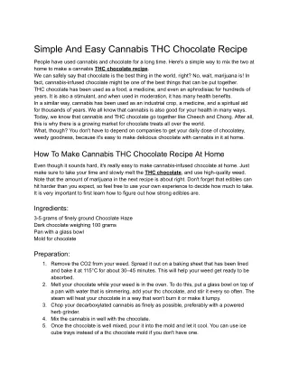 Simple And Easy THC Chocolate Recipe