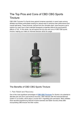 The Top Pros and Cons of CBD CBG Sports Tincture