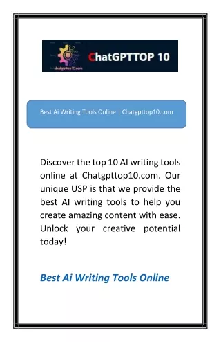 Best Ai Writing Tools Online Chatgpttop10.com