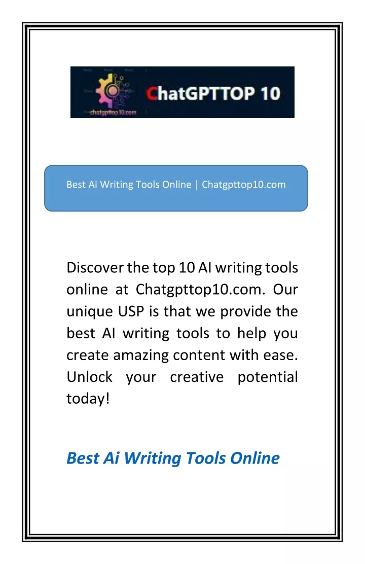 best ai writing tools online chatgpttop10 com