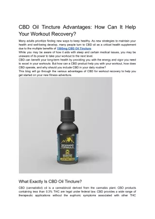 CBD Oil Tincture Advantages_ How Can It Help Your Workout Recovery