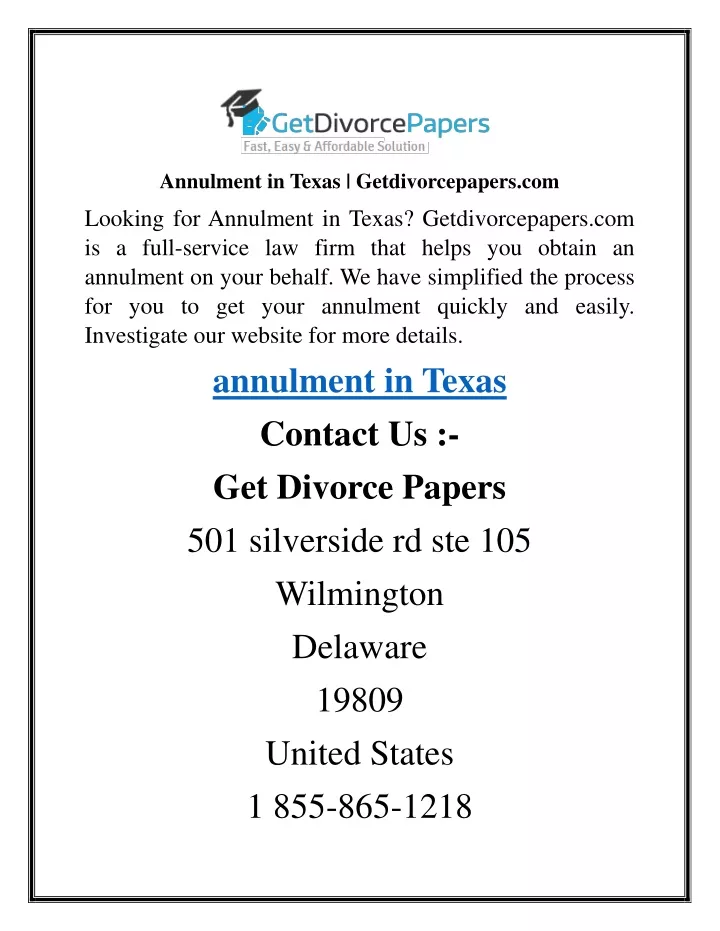 annulment in texas getdivorcepapers com looking