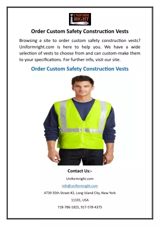 Order Custom Safety Construction Vests | Uniformright.com