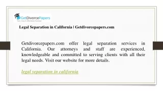 Legal Separation in California  Getdivorcepapers.com