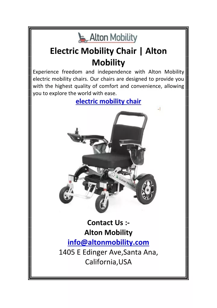 electric mobility chair alton mobility experience