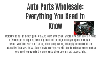 auto parts wholesale everything you need to know