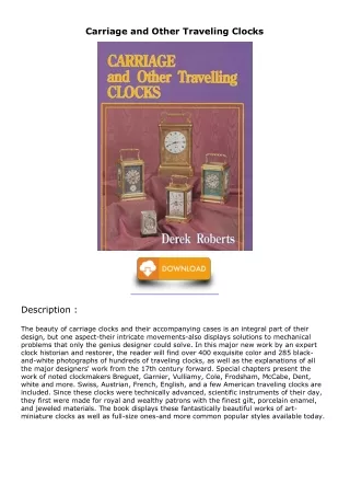 get [PDF] Download Carriage and Other Traveling Clocks free