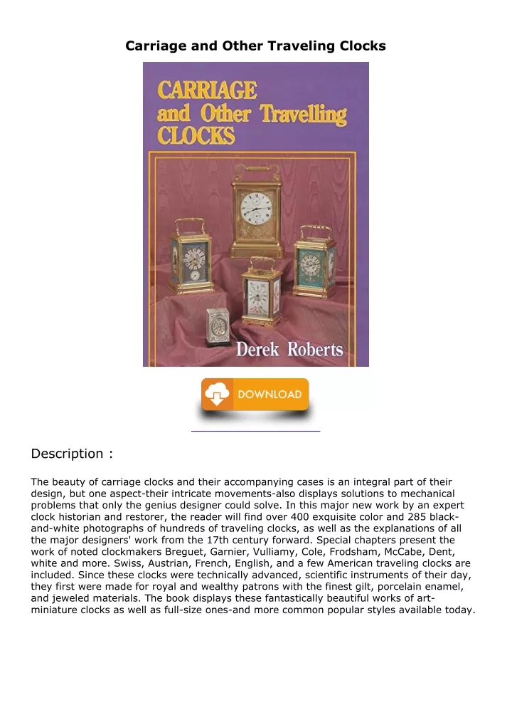 carriage and other traveling clocks