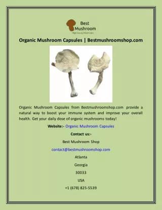 Organic Mushroom Capsules  Bestmushroomshop