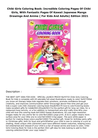 Download Book [PDF] Chibi Girls Coloring Book: Incredible Coloring Pages Of Chib