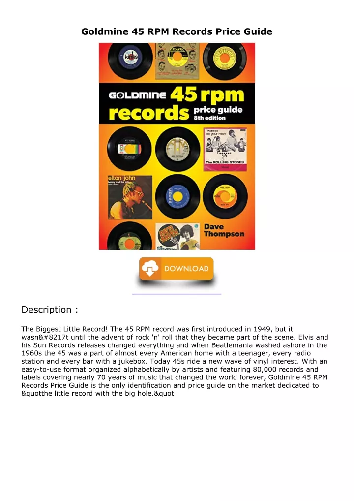 goldmine 45 rpm records price guide