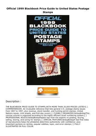 Download Book [PDF] Official 1999 Blackbook Price Guide to United States Postage