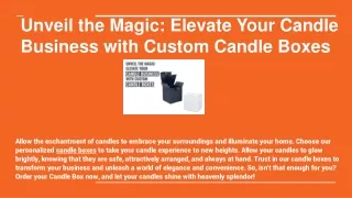 Unveil the Magic Elevate Your Candle Business with Custom Candle Boxes