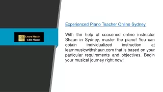Experienced Piano Teacher Online Sydney  Learnmusicwithshaun.com