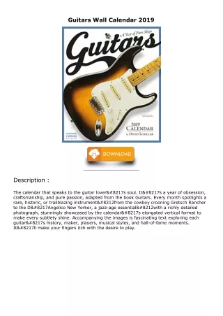[PDF] DOWNLOAD Guitars Wall Calendar 2019 bestseller