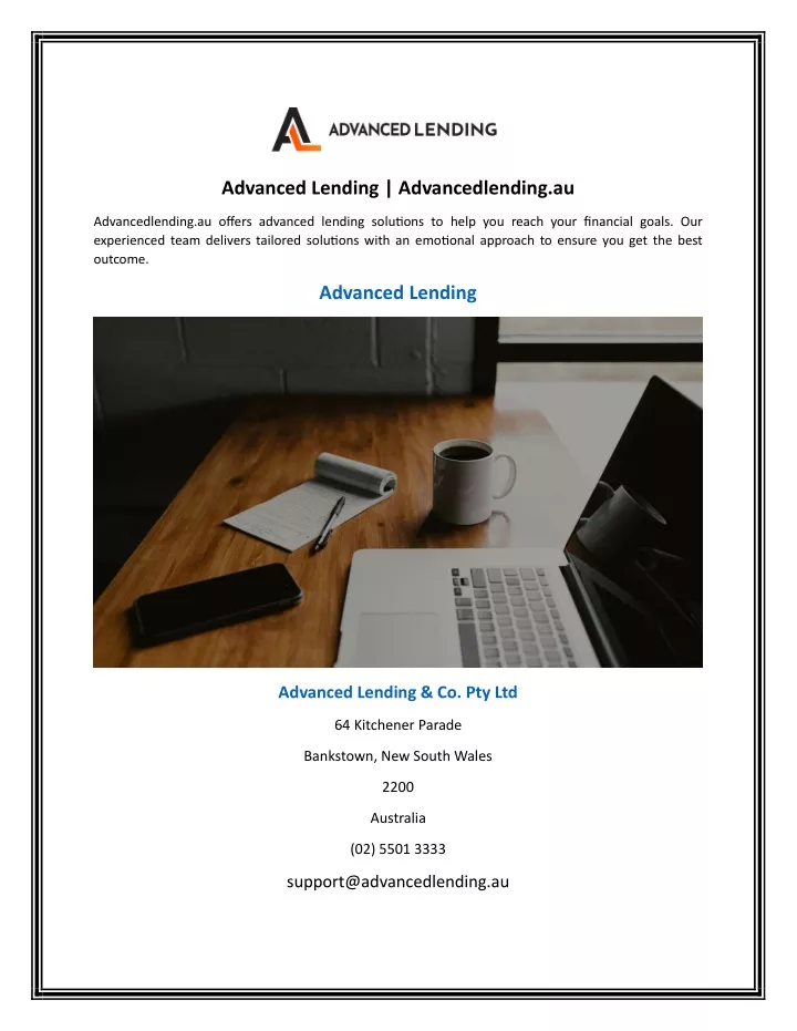 advanced lending advancedlending au