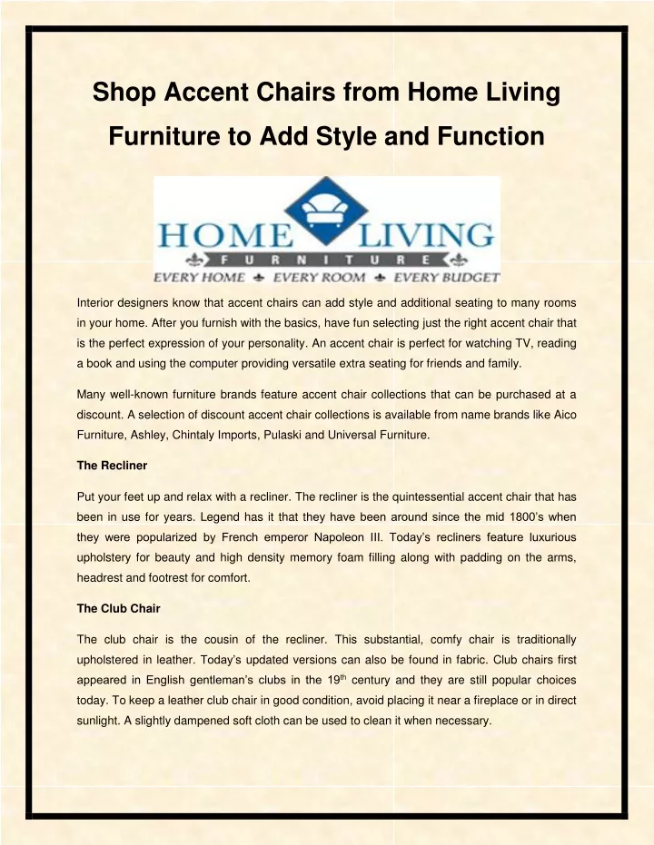 shop accent chairs from home living