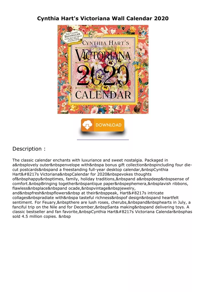 PPT Read ebook [PDF] Cynthia Hart's Victoriana Wall Calendar 2020