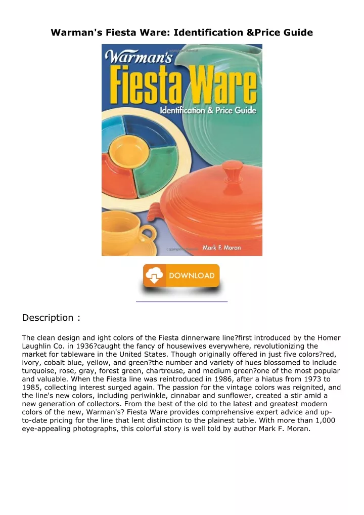 warman s fiesta ware identification price guide