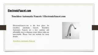 Touchless Automatic Faucets  Electronicfaucet.com