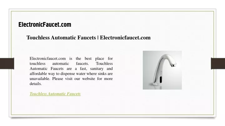touchless automatic faucets electronicfaucet com