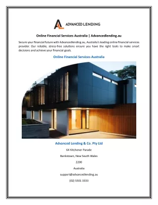 Online Financial Services Australia | Advancedlending.au