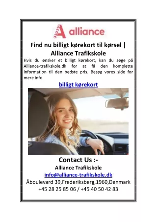 find nu billigt k rekort til k rsel alliance