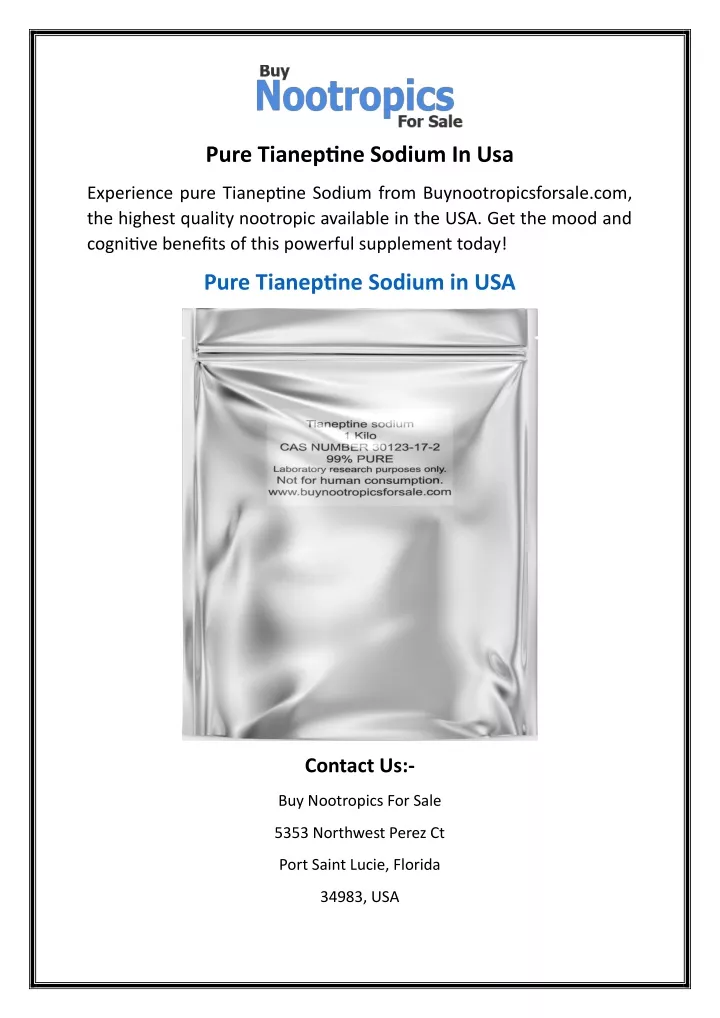 pure tianeptine sodium in usa