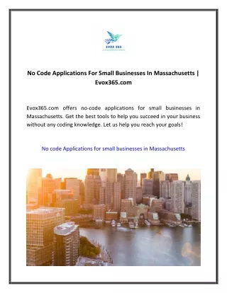 No Code Applications For Small Businesses In Massachusetts  Evox365.com 02