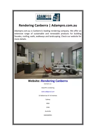 rendering canberra adampro com au