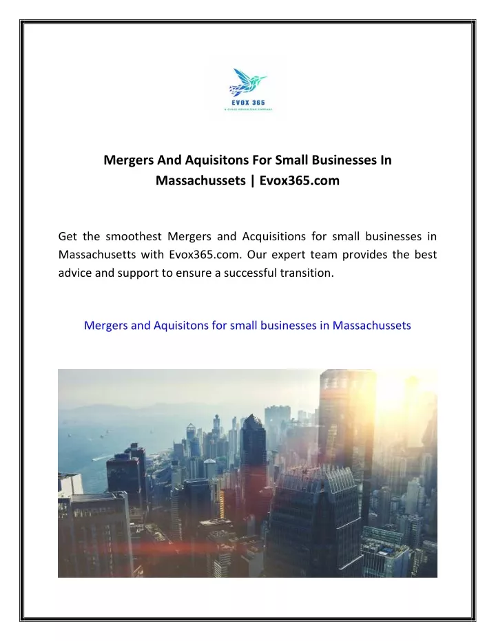 mergers and aquisitons for small businesses