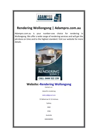 rendering wollongong adampro com au