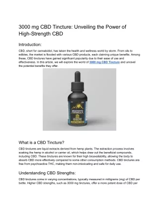 3000 mg CBD Tincture_ Unveiling the Power of High-Strength CBD