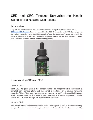 CBD and CBG Tincture_ Unraveling the Health Benefits and Notable Distinctions