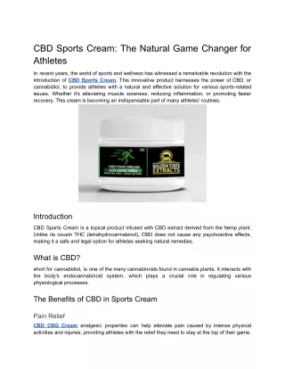 CBD Sports Cream_ The Natural Game Changer for Athletes