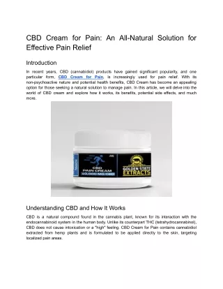 CBD Cream for Pain_ An All-Natural Solution for Effective Pain Relief