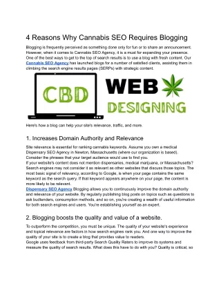 4 Reasons Why Cannabis SEO Requires Blogging