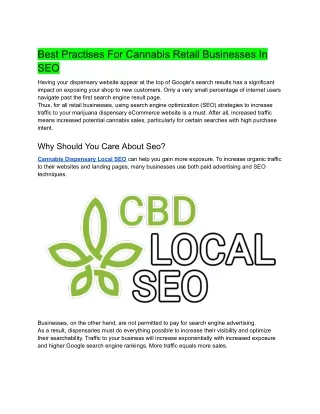 Best Practises For Cannabis Retail Businesses In SEO