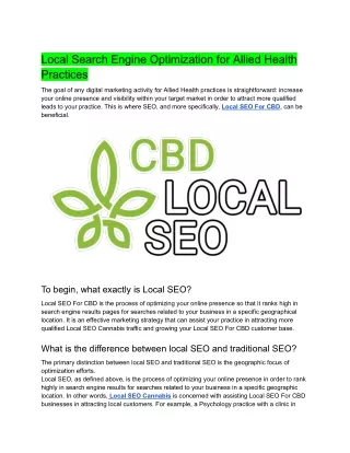 Local Search Engine Optimization for Allied Health Practices