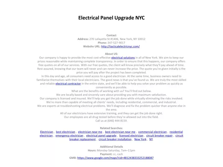 electrical panel upgrade nyc