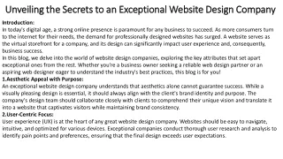unveiling the secrets to an exceptional website