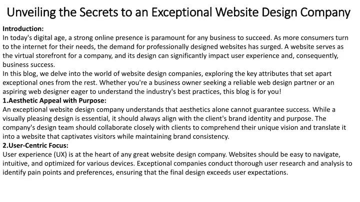 unveiling the secrets to an exceptional website design company