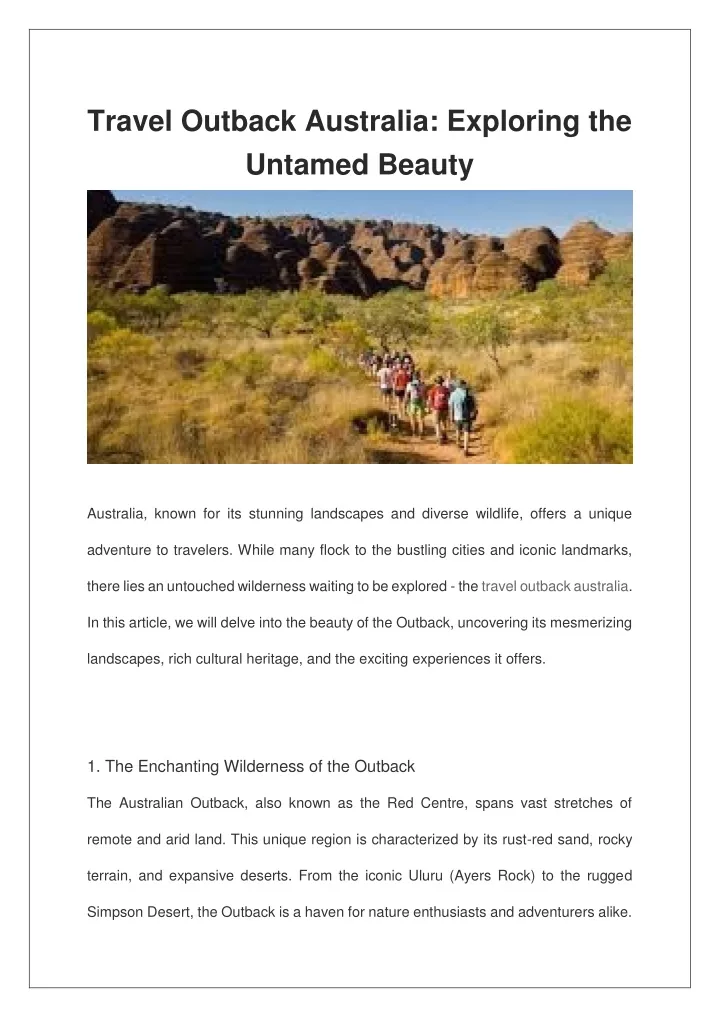 travel outback australia exploring the untamed