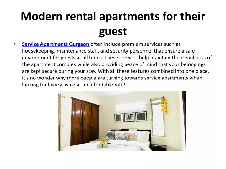 modern rental apartments for their guest