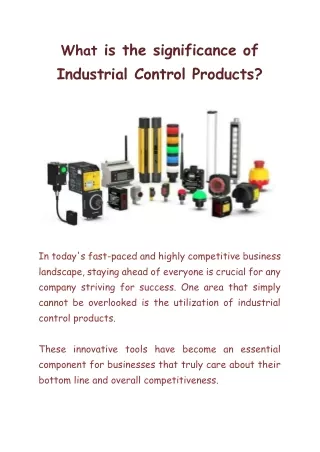 What is the significance of Industrial Control Products