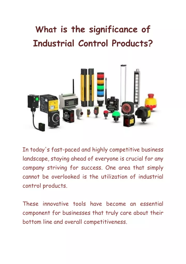 what is the significance of industrial control